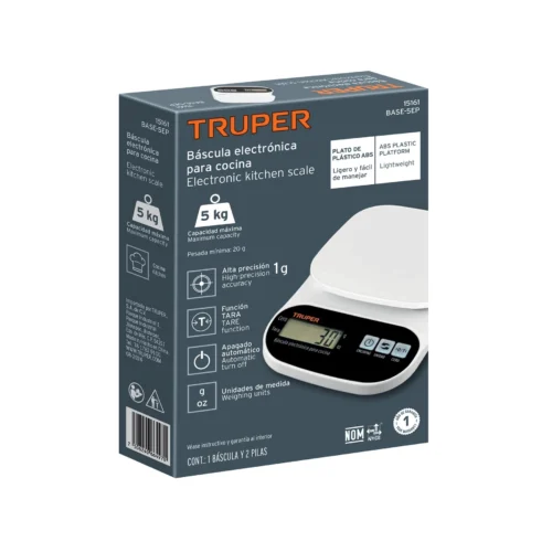 Balanza digital de cocina Truper, capacidad 5 kg