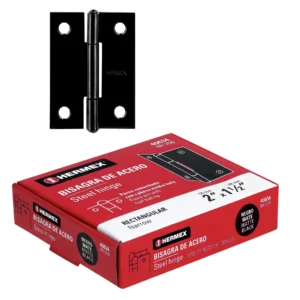 Bisagra rectangular 2" x 1 1/2", cabeza media bola, color negro (caja de 20 unidades)