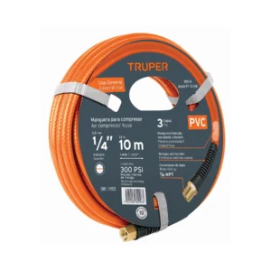 Manguera de PVC para compresora de 1/4" x 10 m, 300 PSI máx.